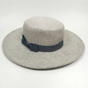 Elizabeth And James Women's Light Gray Wool Hat Bow One Size Adjustable